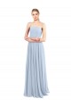 Soft Chiffon Spaghetti Straps Sleeveless Low Back Light Sky Blue Long Bridesmaid Dress Kent