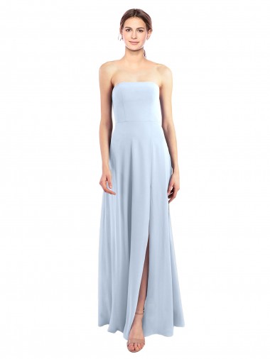 Soft Chiffon Strapless Sleeveless Light Sky Blue Long Bridesmaid Dress Kent