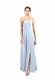 Soft Chiffon Strapless Sleeveless Light Sky Blue Long Bridesmaid Dress Kent