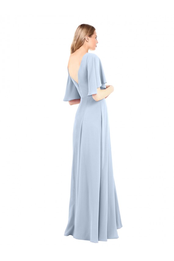 Chiffon V-Neck Flutter Sleeves V-Back Long Bridesmaid Evening Dress Kent