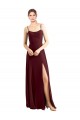Chiffon Spaghetti Straps Sleeveless Burgundy Gold Long Bridesmaid Dress / Evening Dress Kent