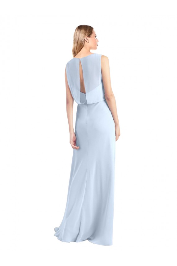 Chiffon V-Neck Sleeveless Keyhole Back Long Bridesmaid Dress / Evening Gowns Kent