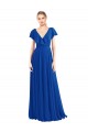 Soft Chiffon V-Neck Flutter Sleeves V-Back Long Bridesmaid Dress Kent