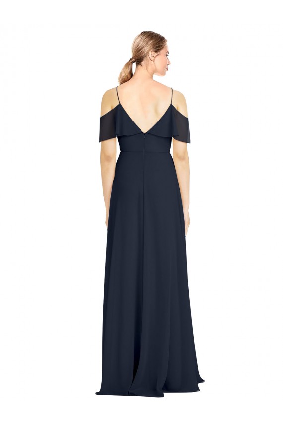 Lxue Chiffon Off the Shoulder Sleeveless V-Back Long Bridesmaid Dress Kent