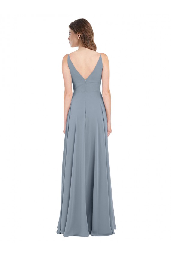 Chiffon V-Neck Sleeveless V-Back Long Bridesmaid Dress / Evening Gowns Kent