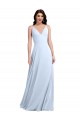 Soft Chiffon V-Neck Sleeveless V-Back Light Sky Blue Long Evening Dress / Bridesmaid Dress Kent