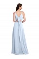 Soft Chiffon V-Neck Sleeveless V-Back Light Sky Blue Long Evening Dress / Bridesmaid Dress Kent