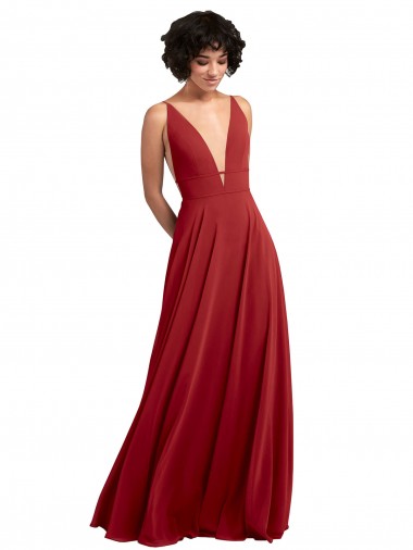 Lxue Chiffon V-Neck Sleeveless V-Back Long Bridesmaid Dress Kent