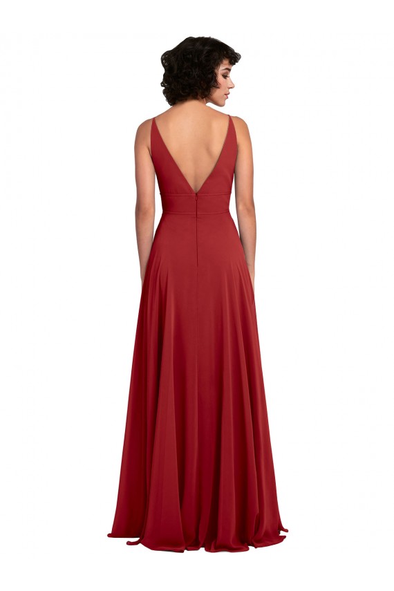 Lxue Chiffon V-Neck Sleeveless V-Back Long Bridesmaid Dress Kent