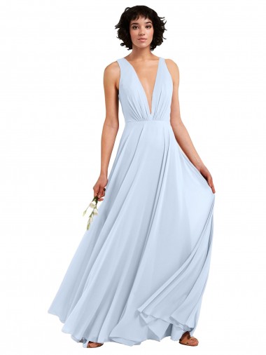 Soft Chiffon V-Neck Sleeveless Long Bridesmaid Dresses Kent