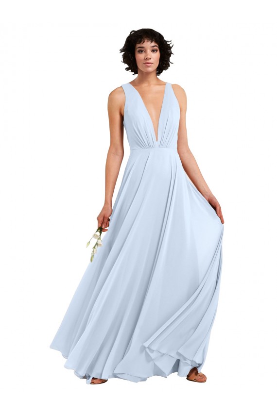 Soft Chiffon V-Neck Sleeveless Long Bridesmaid Dresses Kent