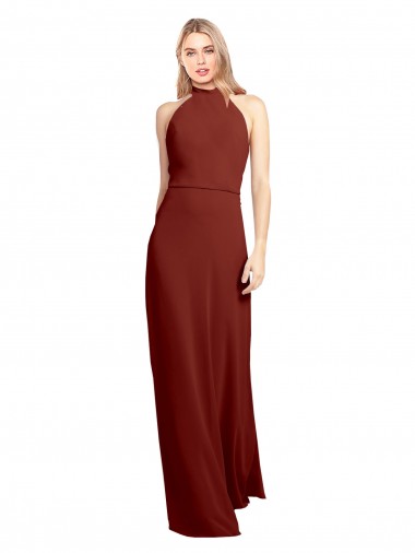 Soft Chiffon Halter Neck Sleeveless Open Back Long Prom Dress / Bridesmaid Dress Kent