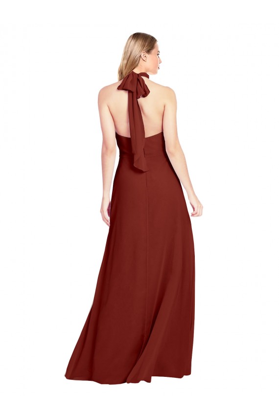 Soft Chiffon Halter Neck Sleeveless Open Back Long Prom Dress / Bridesmaid Dress Kent