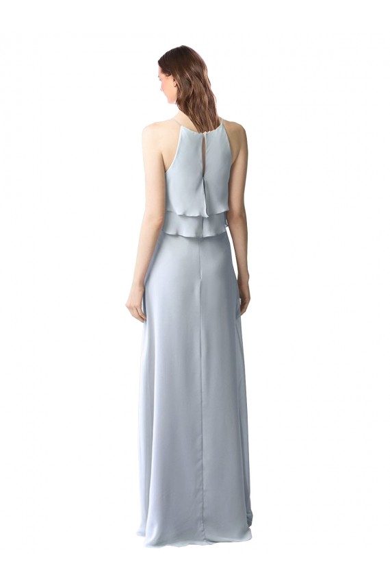 Soft Chiffon Halter Neck Sleeveless Long Bridesmaid Dresses Kent