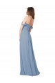 Chiffon Sweetheart Sleeveless Low Back Dusty Blue Long Wedding Party Dress Kent