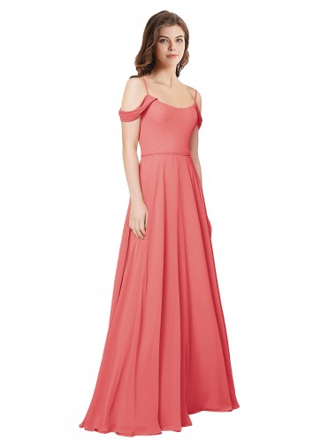 Soft Chiffon Off the Shoulder Sleeveless Low Back Long Bridesmaid Dress Kent