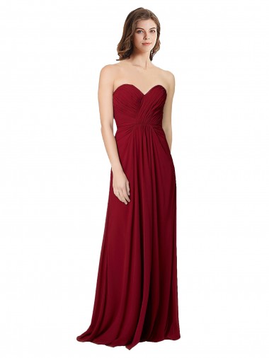 Chiffon Sweetheart Sleeveless Open Back Long Floor Length Bridesmaid Dress Kent