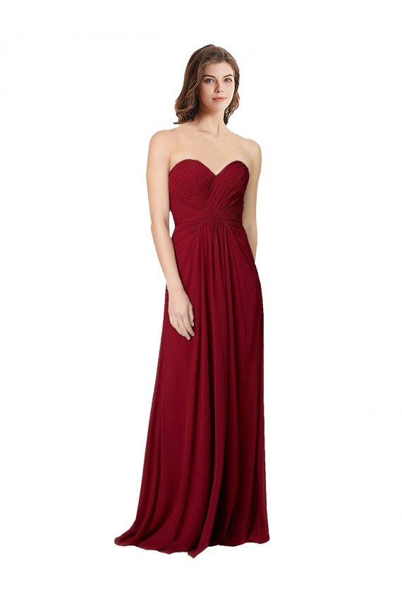 Chiffon Sweetheart Sleeveless Open Back Long Floor Length Bridesmaid Dress Kent