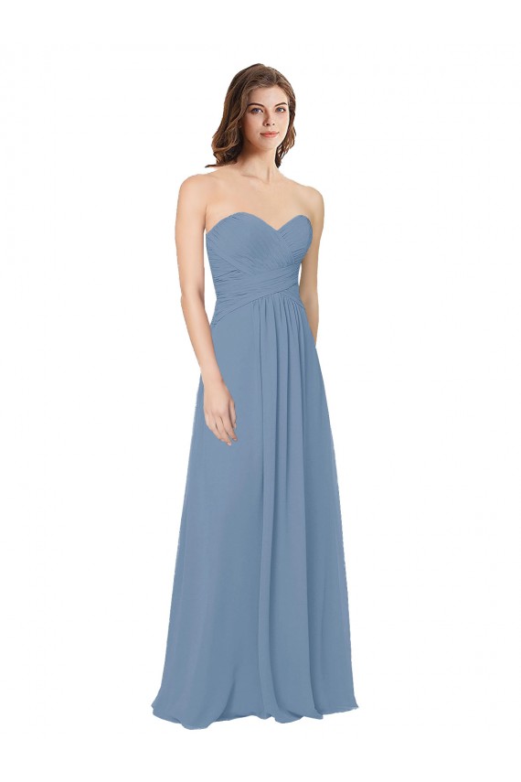 Chiffon Sweetheart Sleeveless Low Back Long Bridesmaid Dress / Evening Gowns Kent