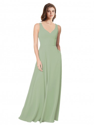 Soft Chiffon Sweetheart Sleeveless Open Back Long Formal Dress / Bridesmaid Dress Kent