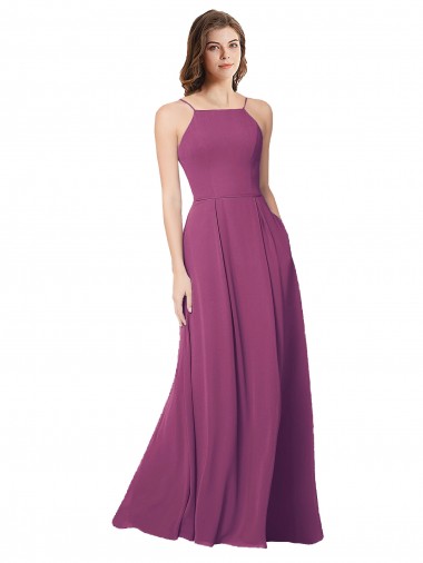 Soft Chiffon Strapless Sleeveless Open Back Long Bridesmaid Dress Kent