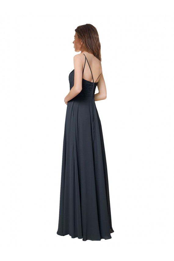 Soft Chiffon V-Neck Sleeveless Open Back Long Bridesmaid Dress Kent