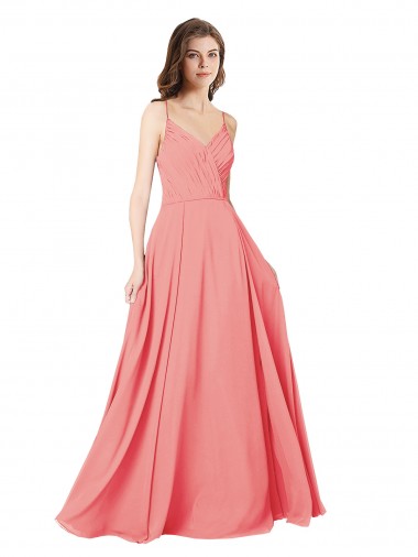 Soft Chiffon V-Neck Sleeveless Open Back Long Bridesmaid Dress Kent