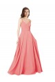 Soft Chiffon V-Neck Sleeveless Open Back Long Bridesmaid Dress Kent