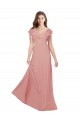 Chiffon V-Neck Flutter Sleeves Open Back Long Bridesmaid Dress / Evening Dress Kent