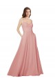 Soft Chiffon Strapless Sleeveless Open Back Bliss Pink Long Bridesmaid Dress Kent