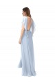 Soft Chiffon V-Neck Flutter Sleeves Open Back Long Bridesmaid Dress / Formal Dress Kent