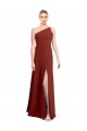 Soft Chiffon One Shoulder Sleeveless Burgundy Long Formal Dress / Bridesmaid Dress Kent