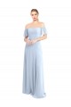 Soft Chiffon Off the Shoulder Flutter Sleeves V-Back Long Formal Dress / Bridesmaid Dress Kent