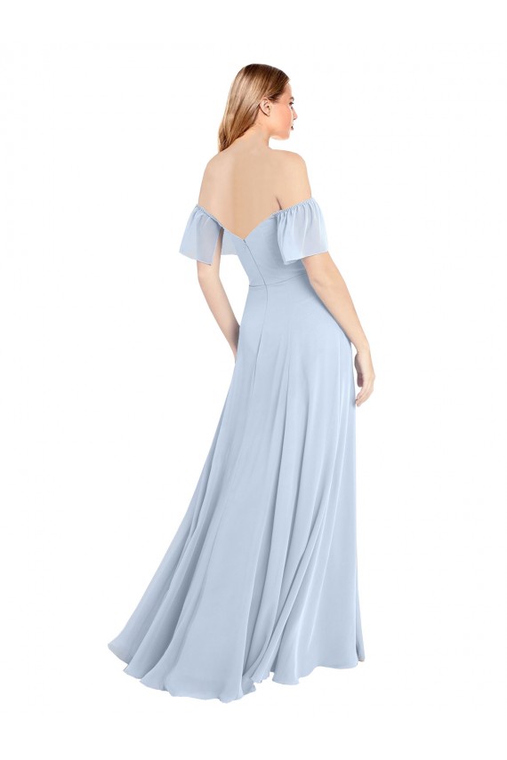 Soft Chiffon Off the Shoulder Flutter Sleeves V-Back Long Formal Dress / Bridesmaid Dress Kent
