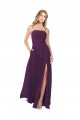 Soft Chiffon Spaghetti Straps Sleeveless Keyhole Back Grape Long Bridesmaid Dress Kent