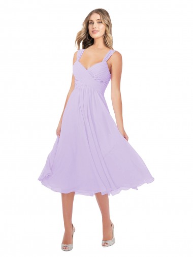 Soft Chiffon Sweetheart Sleeveless Midi Length High Low Bridesmaid Dress Kent