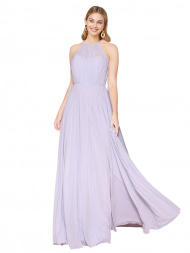 Soft Chiffon Halter Neck Sleeveless Long Formal Evening Gown / Prom Dress / Bridesmaid Dress Kent