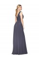 Soft Chiffon V-Neck Sleeveless V-Back Dusty Blue Long Formal Evening Gown / Prom Dress / Bridesmaid Dress Kent