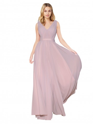 Soft Chiffon V-Neck Sleeveless V-Back Long Formal Evening Gown / Prom Dress / Bridesmaid Dress Kent