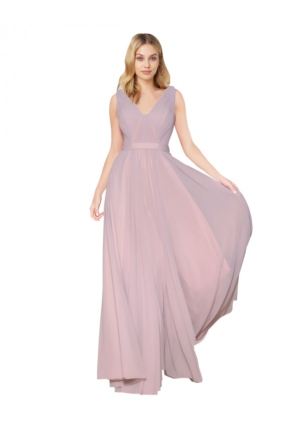 Soft Chiffon V-Neck Sleeveless V-Back Long Formal Evening Gown / Prom Dress / Bridesmaid Dress Kent