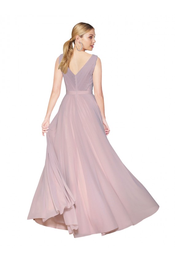 Soft Chiffon V-Neck Sleeveless V-Back Long Formal Evening Gown / Prom Dress / Bridesmaid Dress Kent