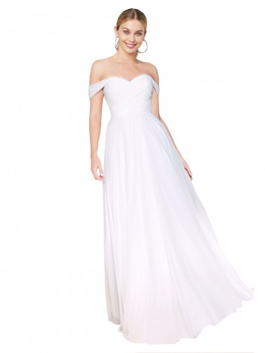 Soft Chiffon Off the Shoulder Sleeveless Long Formal Evening Gown / Prom Dress / Bridesmaid Dress Kent