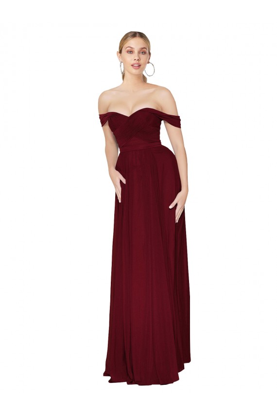 Soft Chiffon Off the Shoulder Sleeveless Mermaid Long Formal Dress / Bridesmaid Dress Kent
