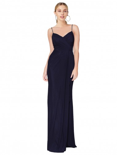 Soft Chiffon Spaghetti Straps Sleeveless V-Back Long Bridesmaid Dress / Formal Dress Kent