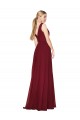 Soft Chiffon V-Neck Sleeveless V-Back Burgundy Long Formal Dress / Bridesmaid Dress Kent