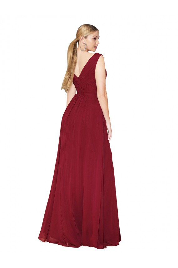 Soft Chiffon V-Neck Sleeveless V-Back Long Black Tie Evening Gown / Prom Dress / Bridesmaid Dress Kent