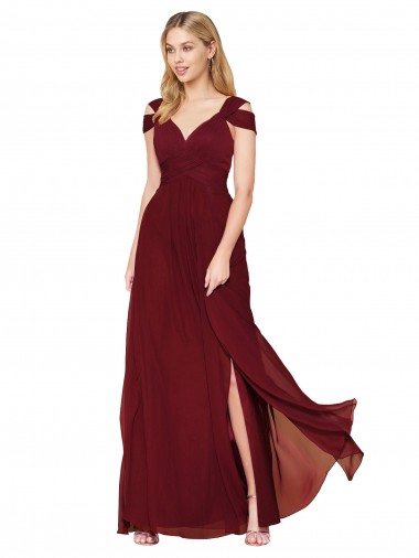 Soft Chiffon Sweetheart Sleeveless Burgundy Long Formal Evening Gown / Prom Dress / Bridesmaid Dress Kent