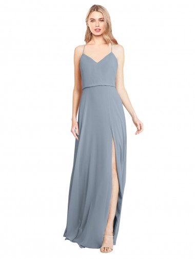 Soft Chiffon Off the Shoulder Sleeveless Open Back Long Bridesmaid Gowns Kent