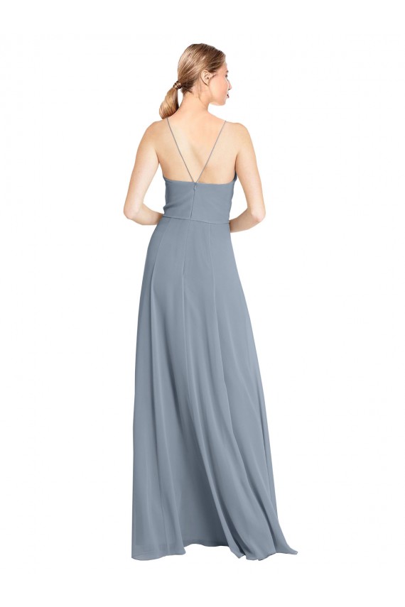 Soft Chiffon Off the Shoulder Sleeveless Open Back Long Bridesmaid Gowns Kent