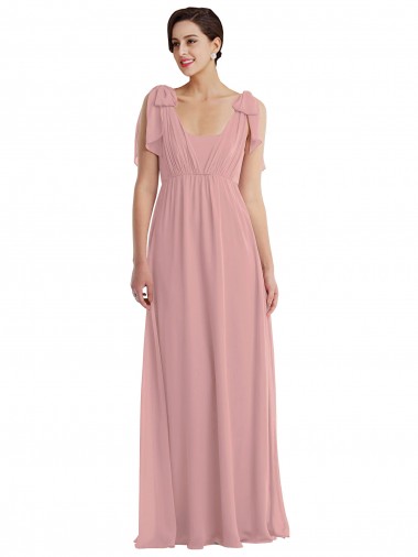 Soft Chiffon Halter Neck Sleeveless Dusty Pink Long Semi Formal Evening Dress / Bridesmaid Dress Kent
